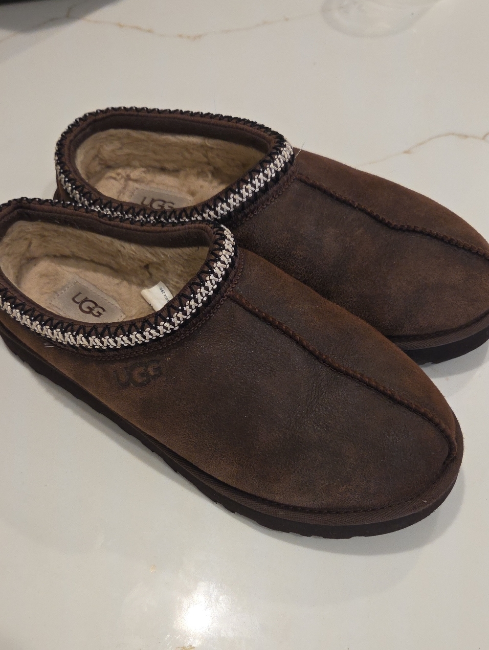 UGG Men's Tasman Sluppers -Dark Brown Shearling Lined